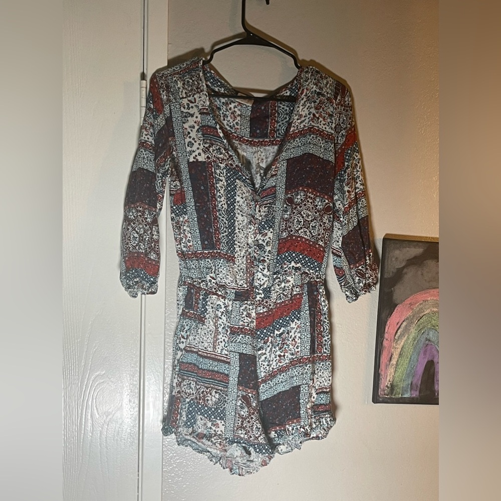 Mossimo Supply Co. Multicolor Patchwork Romper - image 3